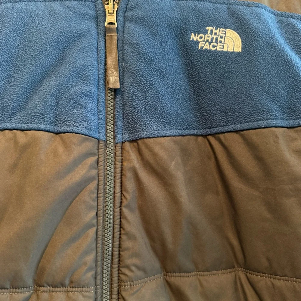 The North Face Full Zip Reversible Jacket Blue Grey‎ Boys Size Large 14/16 FLAW
